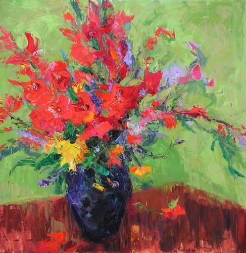 塔尔萨大学&窗外的景色 浓郁的色彩，戴安娜·恩斯沃思的风景油画