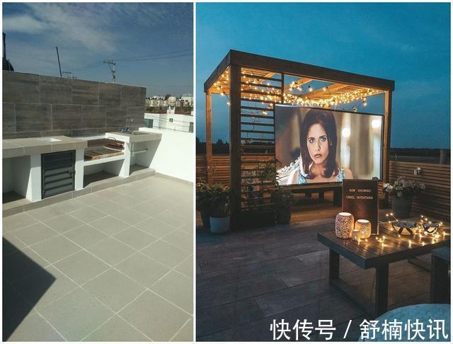 我要是住顶楼有露台,才不会只种花,一半影院、泳池独享双份快乐