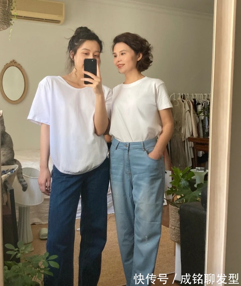 裤装|别再让妈妈穿得太老气,学这几对母女的时尚穿搭,减龄还不显老