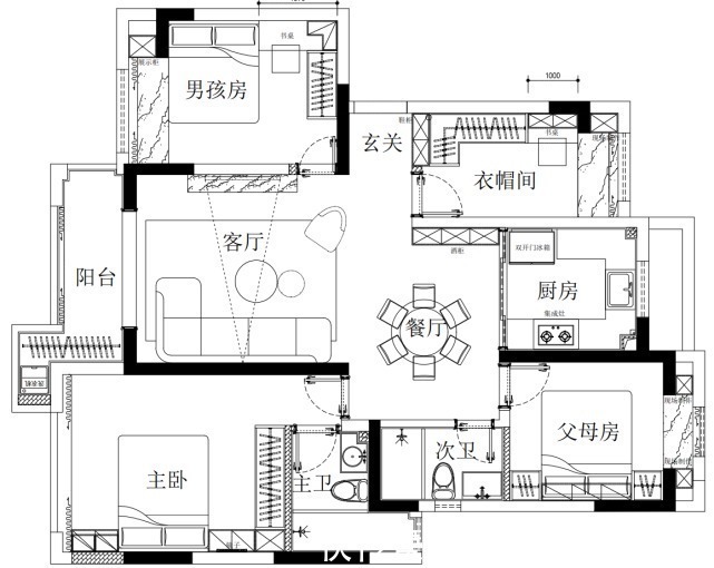 餐厅|120平现代轻奢风，餐厅和厨房有足够的收纳空间不凌乱