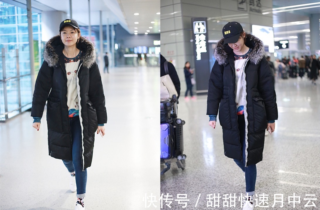 紧身裤 李艾都42岁了,可皮肤还是那么白皙,身材也好,穿黑卫衣都很减龄