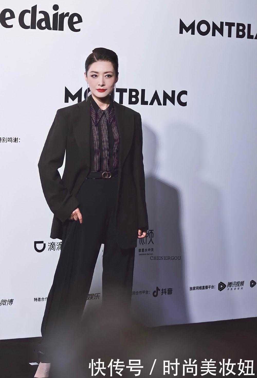 连体裤|周涛这回惊艳红毯了,梳大背头配西装女王范十足,差点认不出