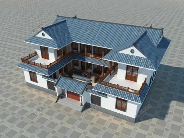 别墅|对称式传统中式二层别墅,流传千年准没错,农村就应该建这种房子