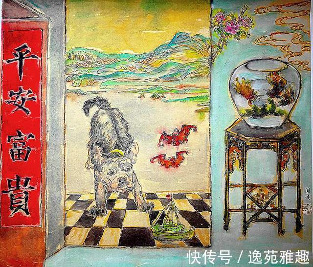 纸本设色#「画作欣赏」岁华绘花又绘鸟,时光爱鸟更爱人,余国城画作欣赏