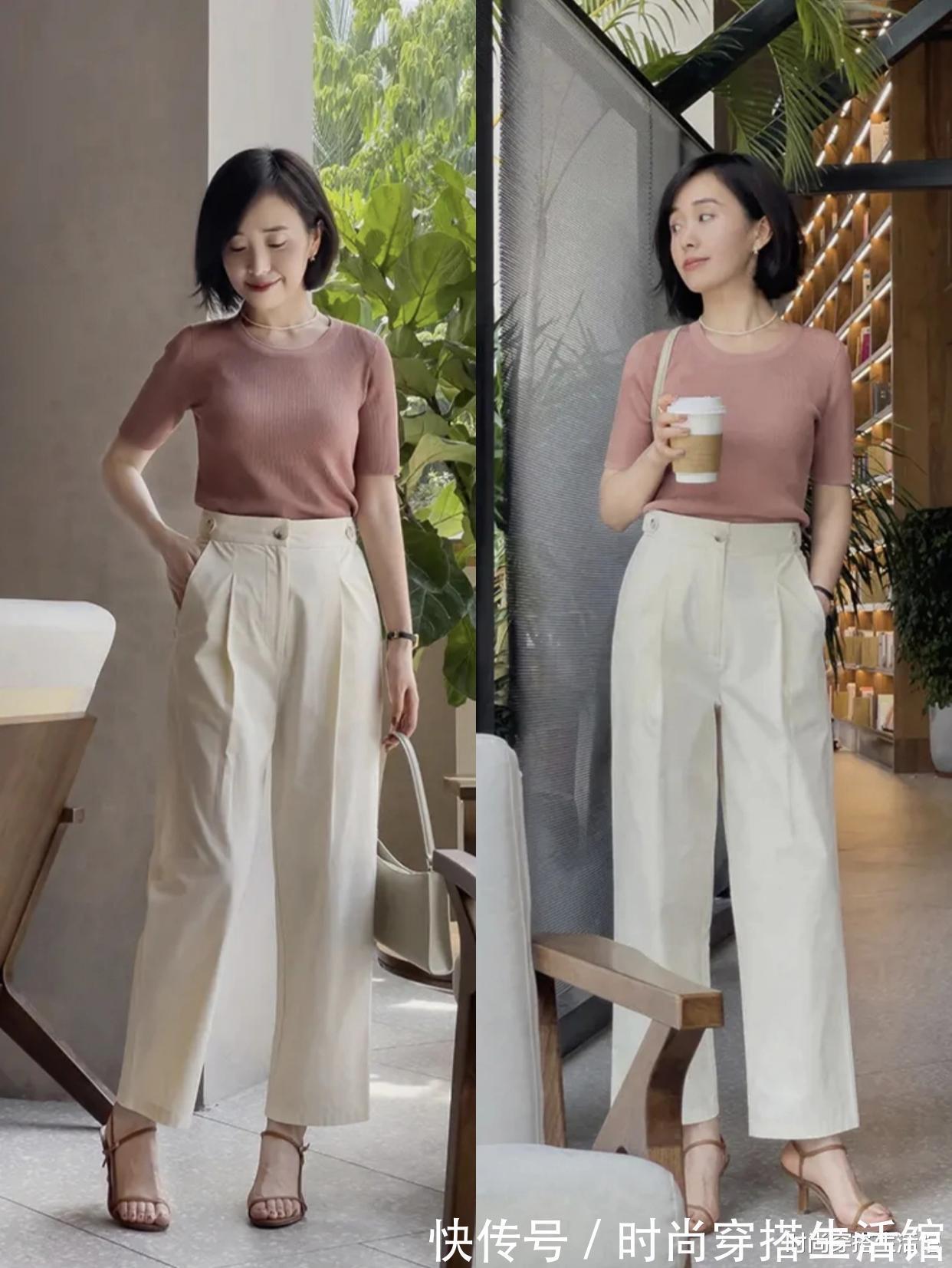 女人味|T恤下面不一定配裙子,今年流行这样穿,优雅知性,很有女人味