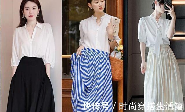 百褶裙|白衬衫这样穿太好看了吧,简约大方又气质,普通人也能驾驭