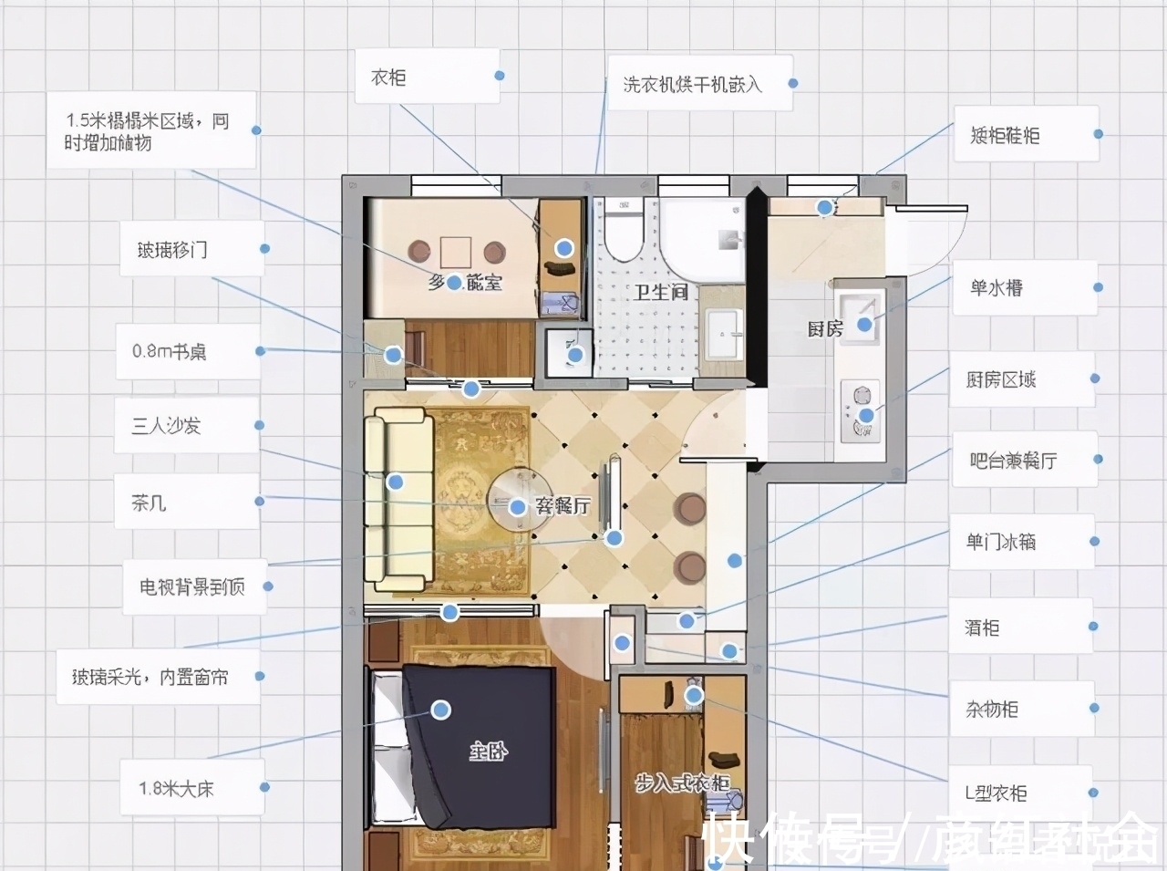小户型|36㎡两房两厅的小房，还有衣帽间，看完她家的设计我家也有救了！