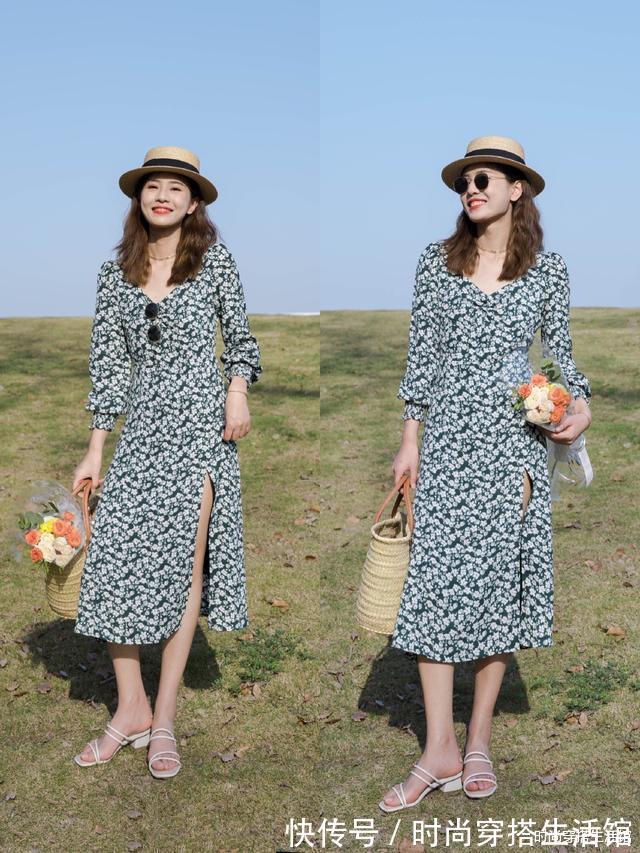针织衫|碎花裙怎么穿才不土气？掌握这3个要点，清新减龄特有女人味