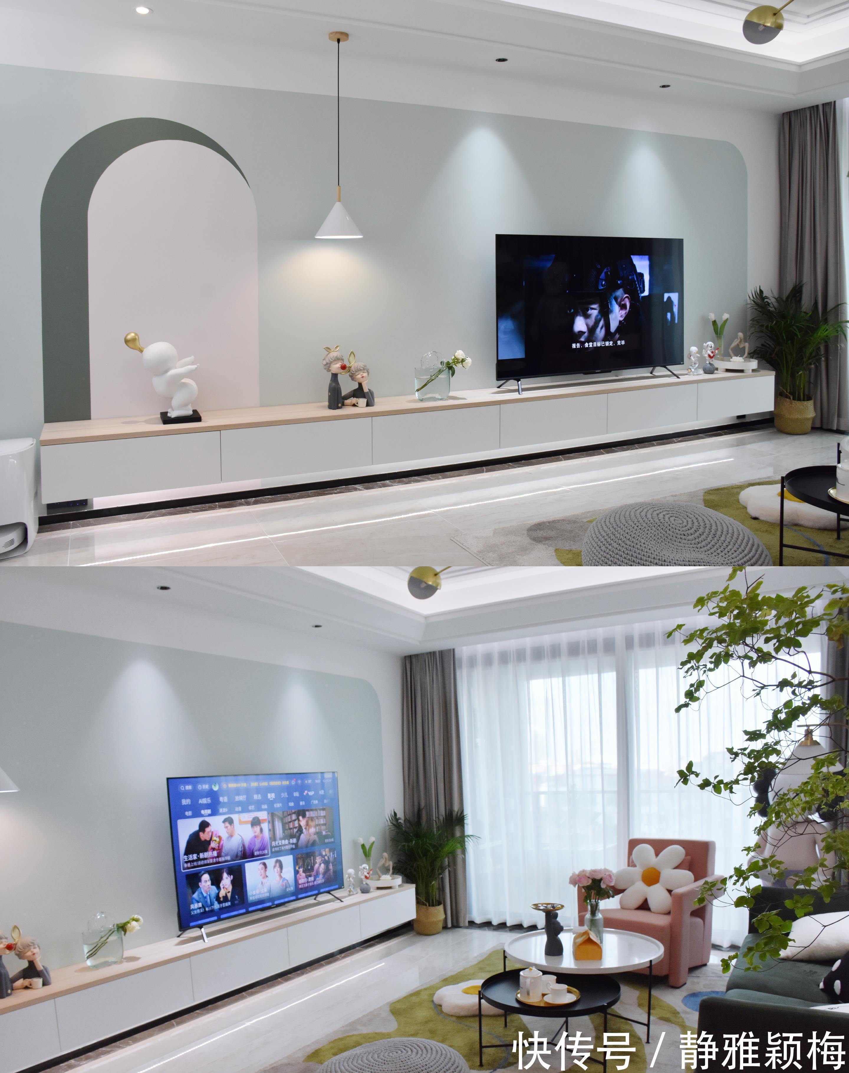 电视柜|房子装修，我家极简电视背景墙设计！附上电视推荐