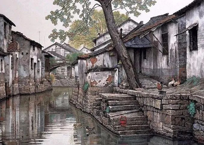 贺天健&吕吉人笔下的水韵江南,美在意境!