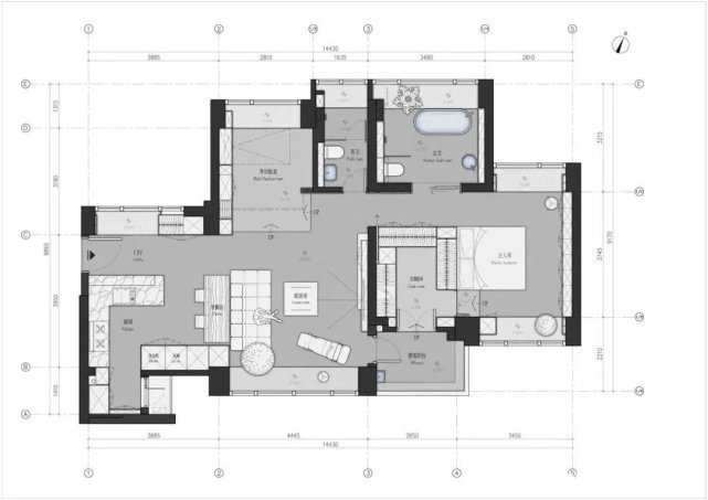 kitchen|100㎡现代风三居室，原来这样做居然可以把小户型住成大平层！