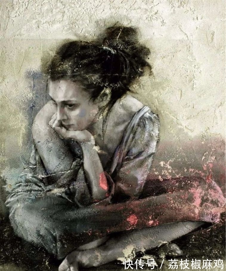 笔触$粗犷的笔触诠释女人另类的柔美与性感,让视觉炸裂的大触油画神作