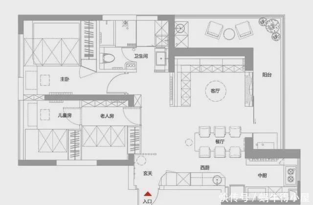 西厨|89㎡两室改三室,客厅不买沙发,舍弃电视墙,围合卡座很实用