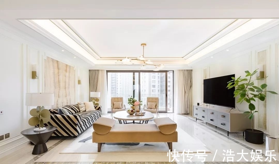 软装|270㎡精装房软装设计,简洁、纯美的温馨轻法式风