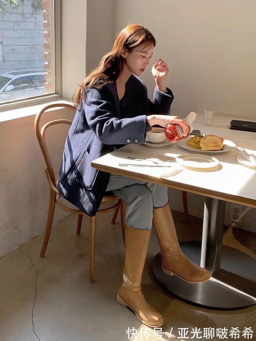 直筒裤 九分裤+短靴=入冬最潮搭配套路,显瘦显高帅翻天!