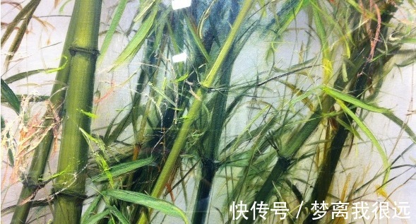 竹子#冷军画油画竹子,画一幅不过瘾连着画四幅,一幅卖了500万!