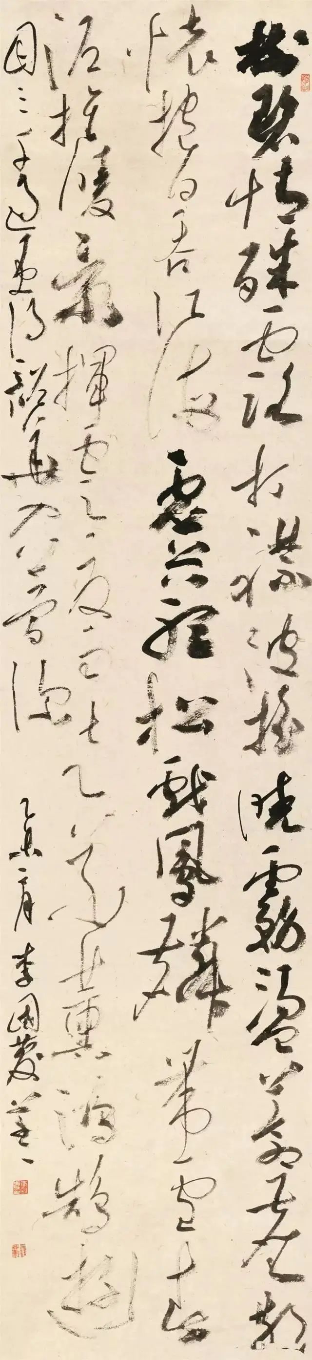 行草书@234cm草书作品,一拓直下、跌宕生姿,获11届书法国展最高奖