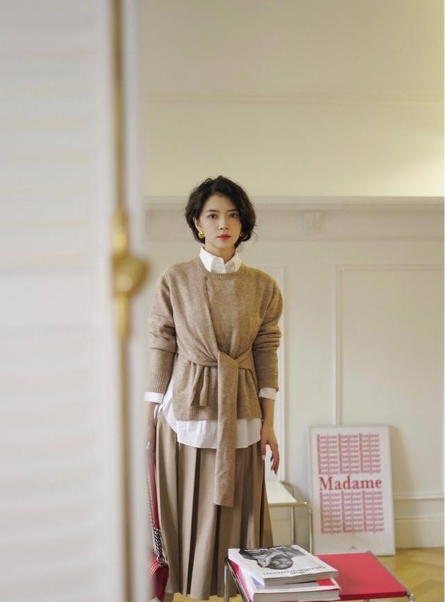 千鸟格 今秋不流行卫衣配牛仔裤了,像三木这样搭,才是真的美有气质