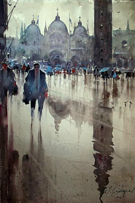 水彩画!水染的建筑与街道,塞尔维亚水彩画大师Dusan Djukaric作品(一)
