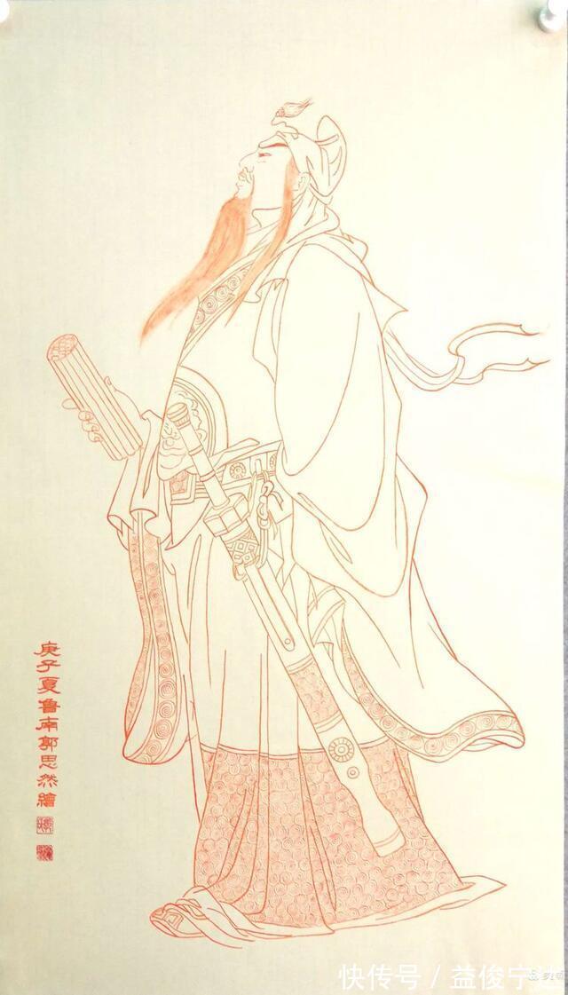 白描|实力派书画家郭思然先生,朱砂白描人物系列作品欣赏