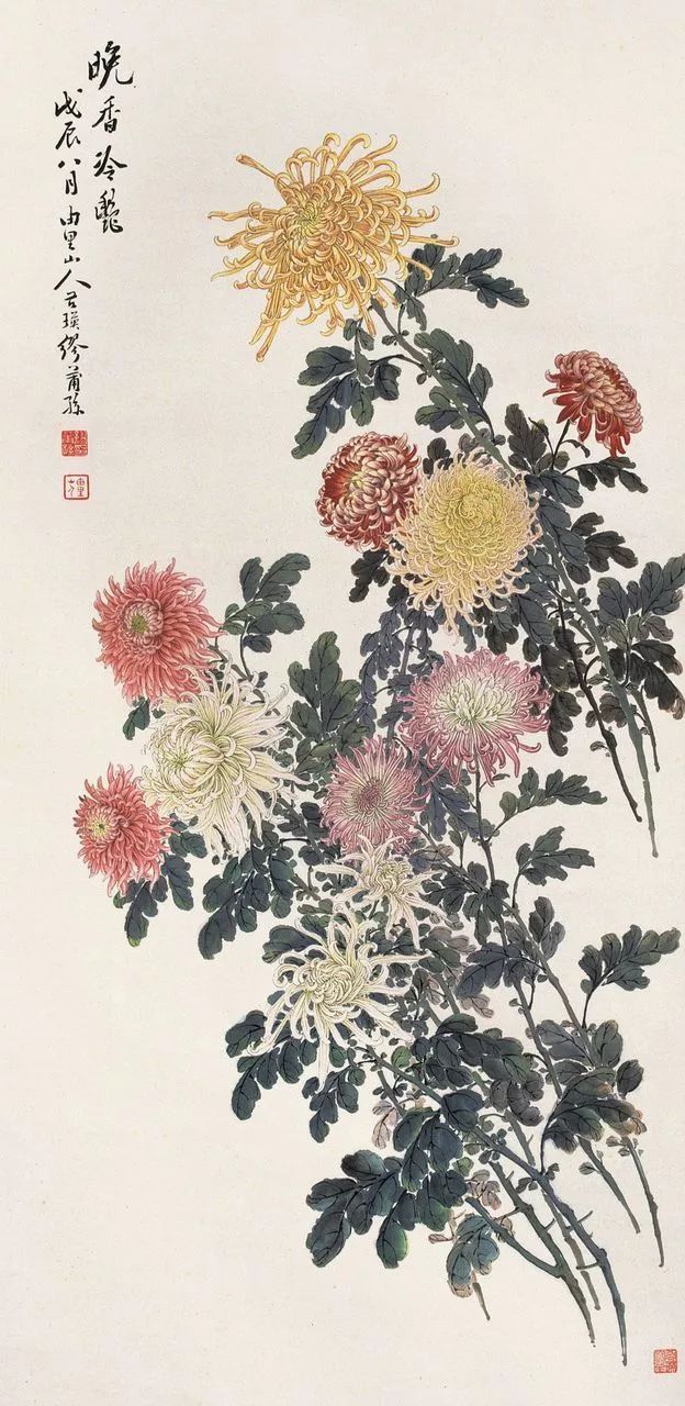 大中学$秋日赏菊——缪谷瑛菊花作品欣赏