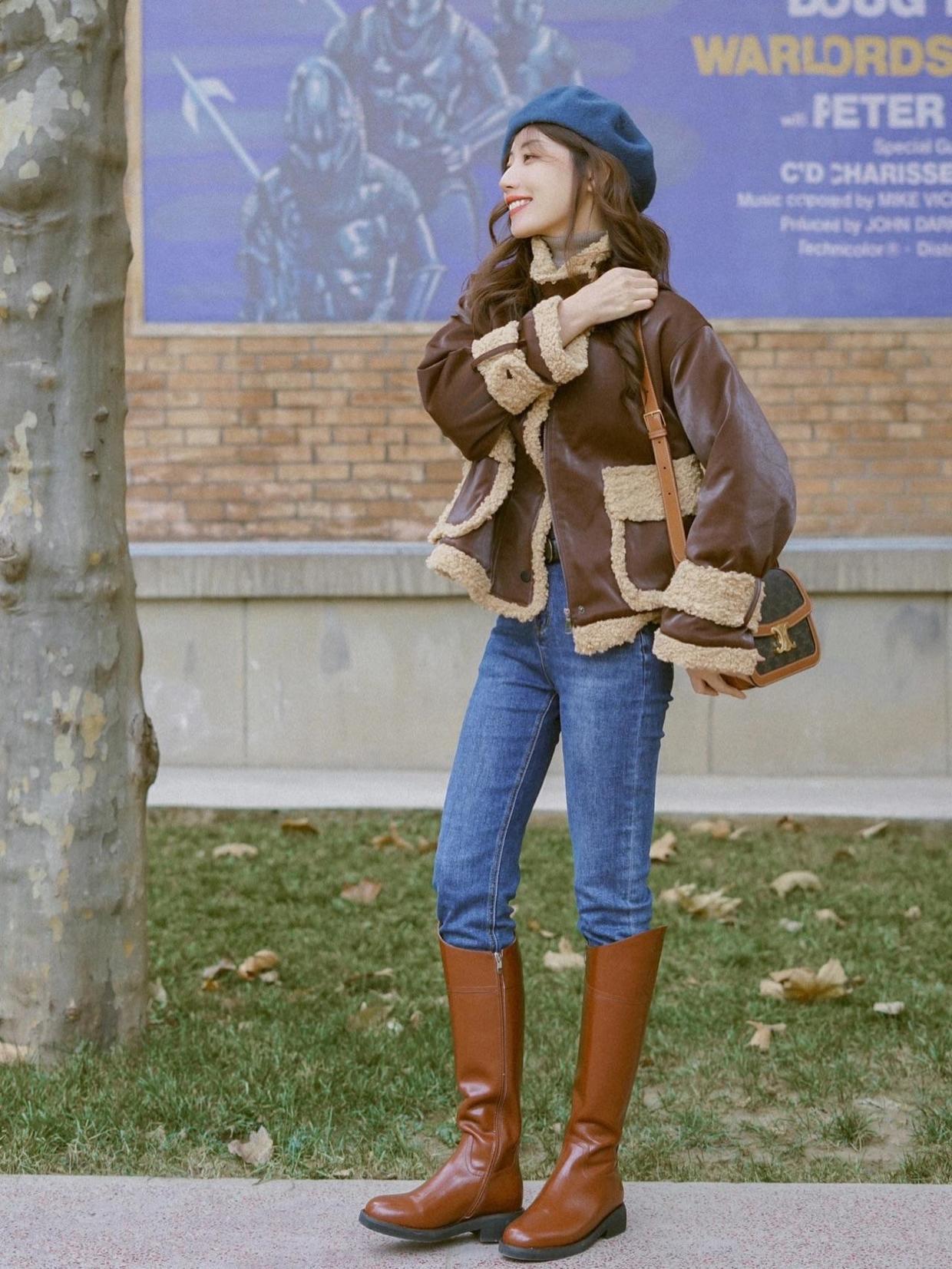 机车服 帅气感爆棚的冬日搭配,机车服造型打动你了吗?元气少女必备