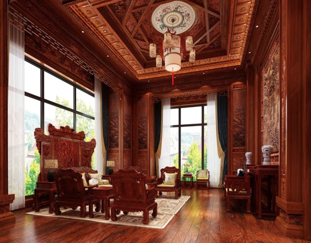 入户感|深圳发现一户人家，315㎡的中式别墅，屋内堆满了红木，太壕了