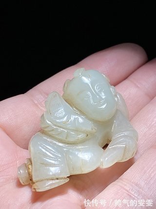 籽料&宋 和田玉籽料 白玉 童子戏鹰 执鹰童子