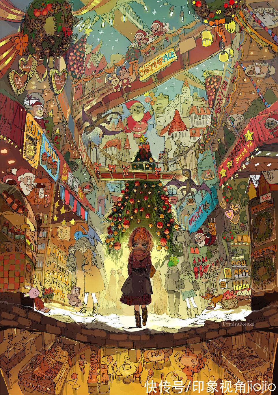 构图@幻想异世界插画作品,鱼眼镜头视角的构图方式很奇妙