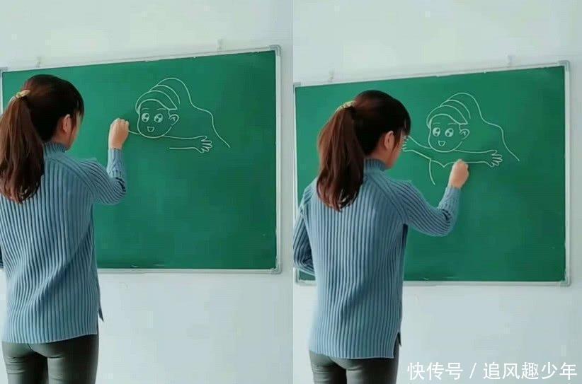 小姐姐|小姐姐用粉笔在黑板上画美人鱼,看到成品时,网友:美到“心醉”