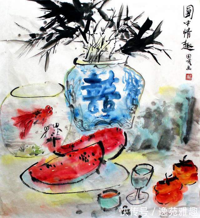 纸本设色#「画作欣赏」岁华绘花又绘鸟,时光爱鸟更爱人,余国城画作欣赏