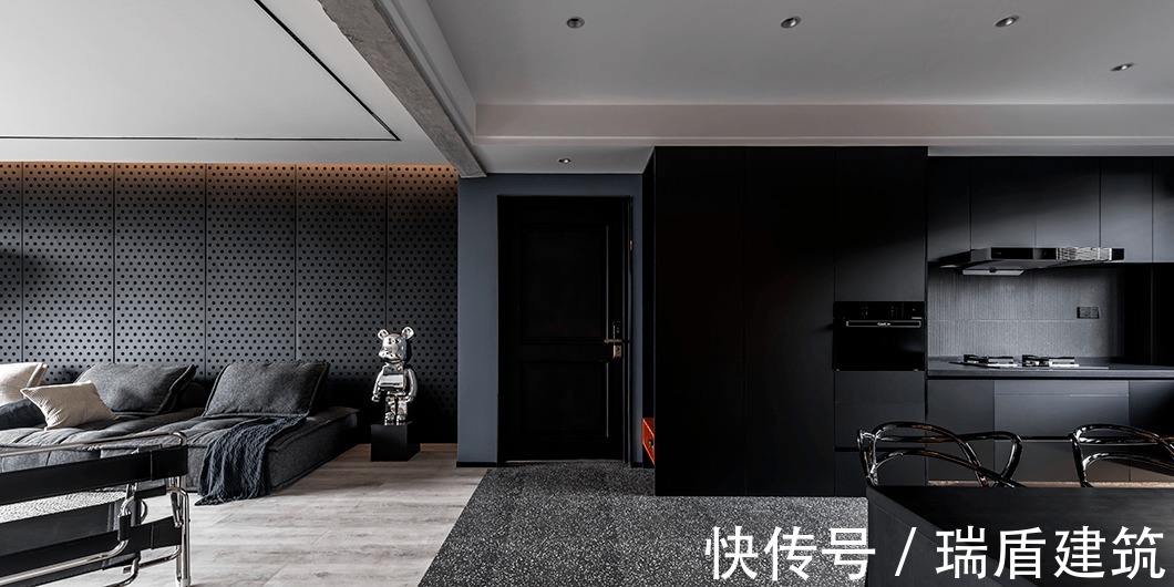 水泥板|120㎡简约高级黑,这样设计超有范!