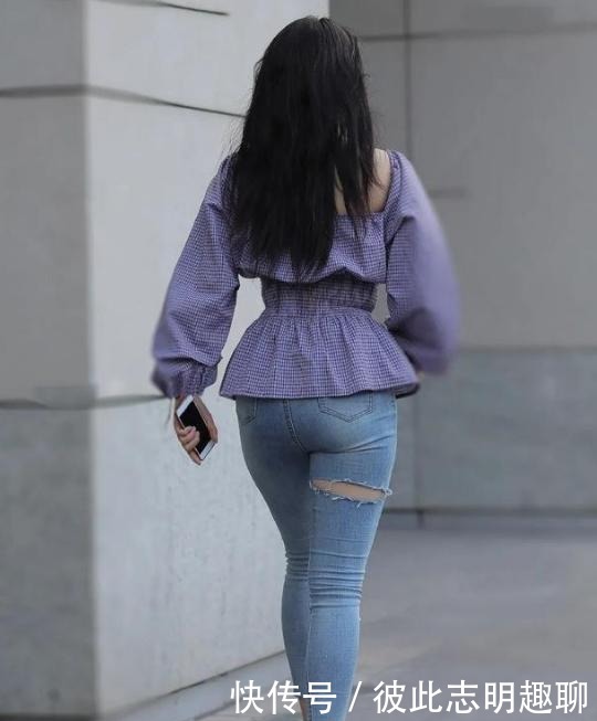 修身|腿粗怎么办?选择修身的破洞牛仔裤,时髦洋气显身材