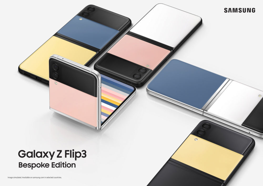 bespoke|三星推出定制版 Galaxy Z Flip3 5G 手机，多种颜色后盖随意组合