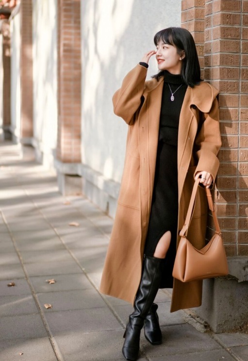 长筒靴|入冬不要乱穿了!大衣+长筒靴才惊艳!小个子也能hold住