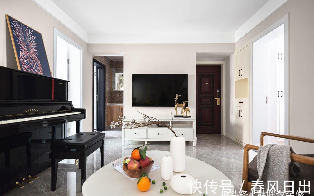 主卧室|四口之家的78㎡新房,总共16万装出小三房,赠送的露台是最大亮点