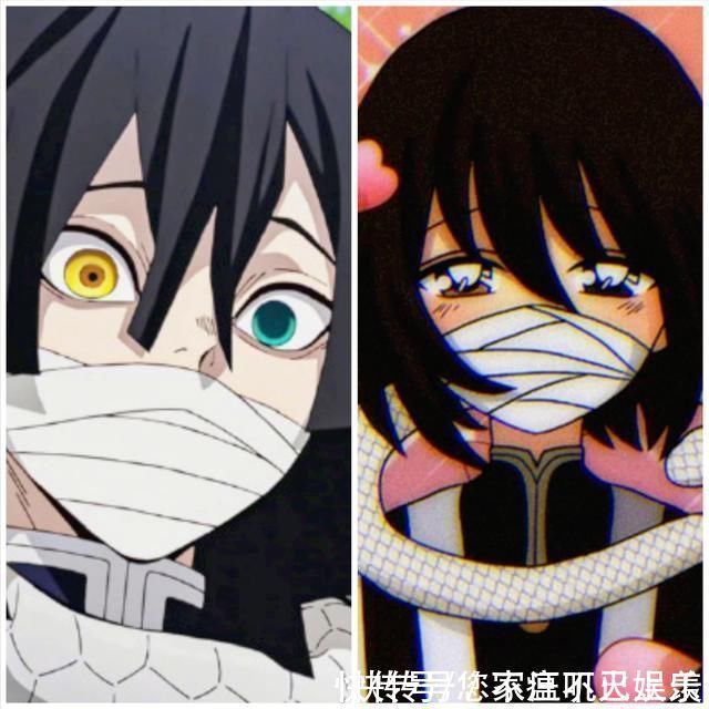 富冈义勇|当鬼灭之刃回归90年代画风,“蛇恋”CP化身小学生,蝴蝶忍超妩媚