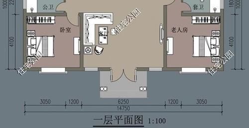 书房|东西面宽14米，南北宅基长19米，想盖2层进深10到12米，底层两卧，怎么设计？