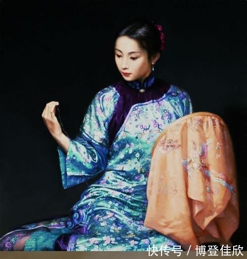 晚清|油画纸上晚清身着旗袍美女有多美