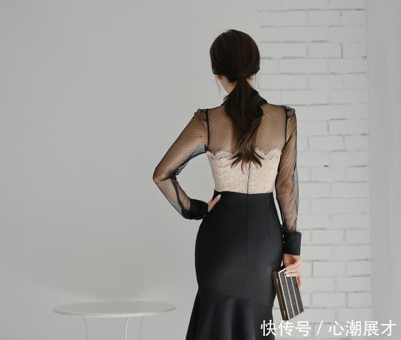 美人图鉴孙允珠:黑白相间星点飘纱百褶混搭裙