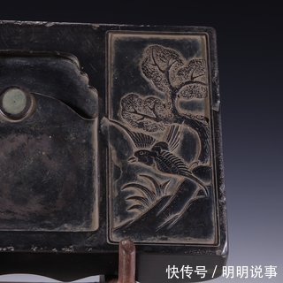 松竹$旧藏【老端石 松竹 文房砚台】