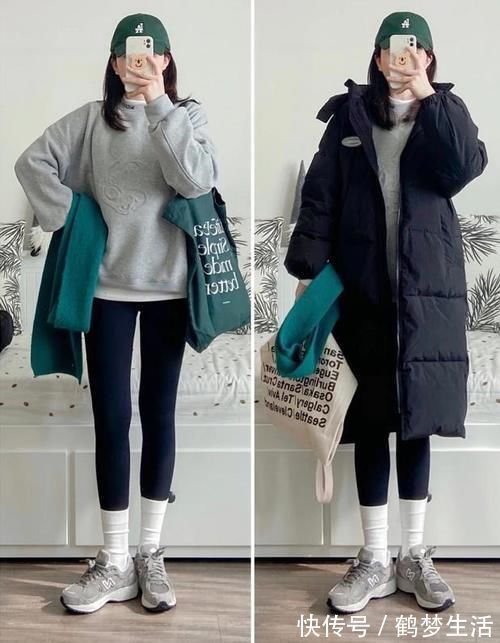 打底衫 最近流行起一种新穿搭，叫“长款羽绒服＋鲨鱼裤”，保暖又显瘦