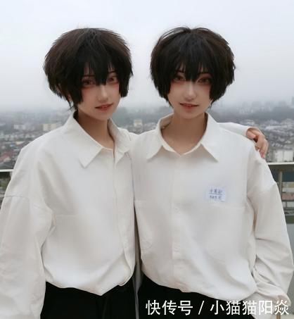 史上最可爱花子君cos双胞胎颜值高,阿司抱阿普的画面太美好