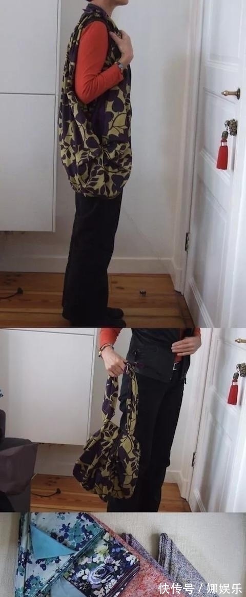 大容量|一块布打两个结,变身大容量高颜值收纳包,几十种折法好强大