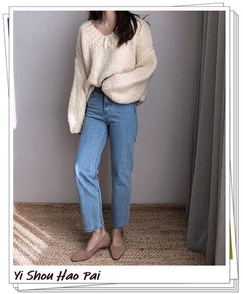 简单经典,休闲时尚!牛仔裤+针织衫的20种流行轻熟搭配示例