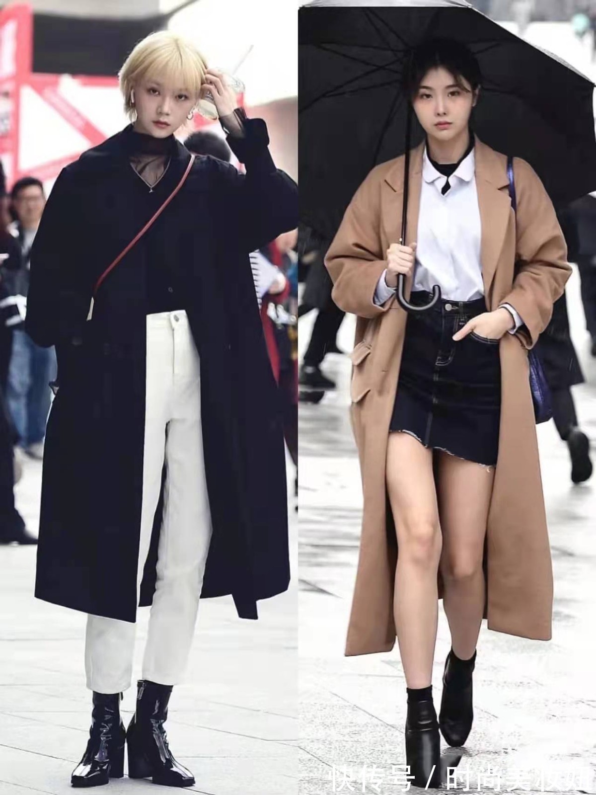 格纹 真正时髦的女人,大衣都不配打底裤,看韩国女生的穿搭就知道