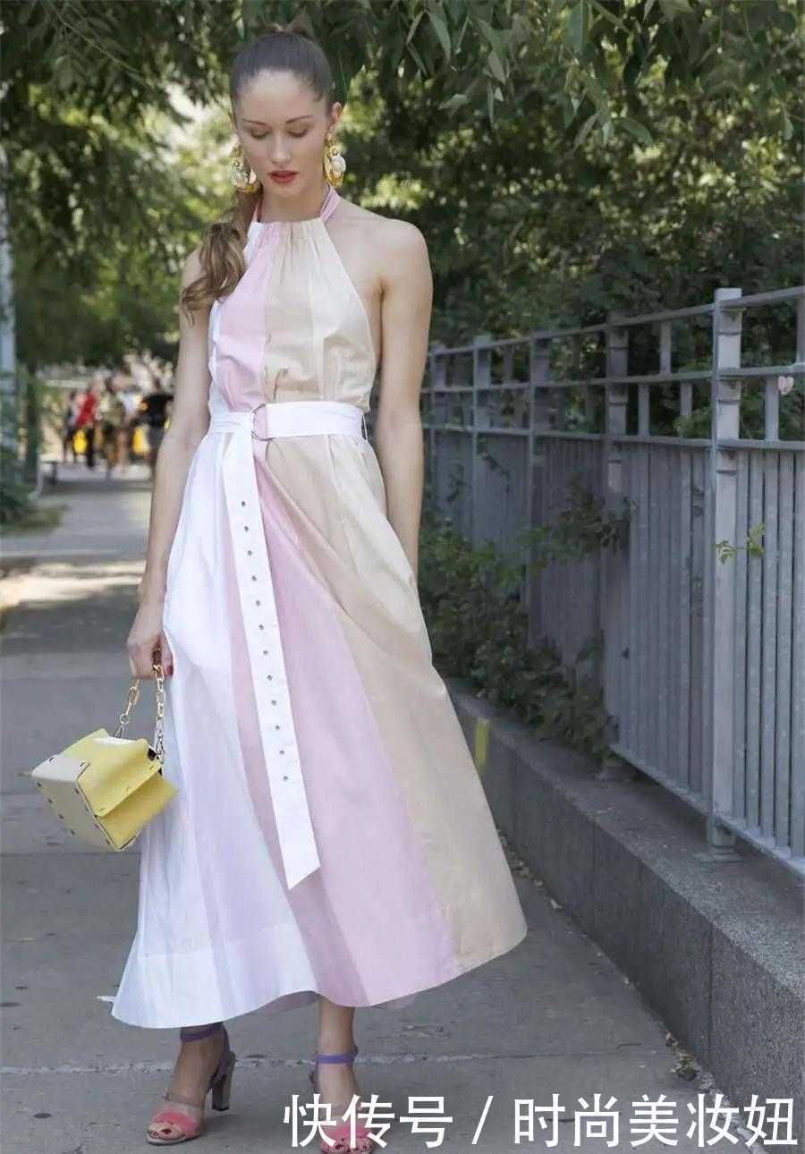 徐璐美|徐璐美到国外去了,黑色连衣裙配绿腰封,戴军装帽气质都提升了