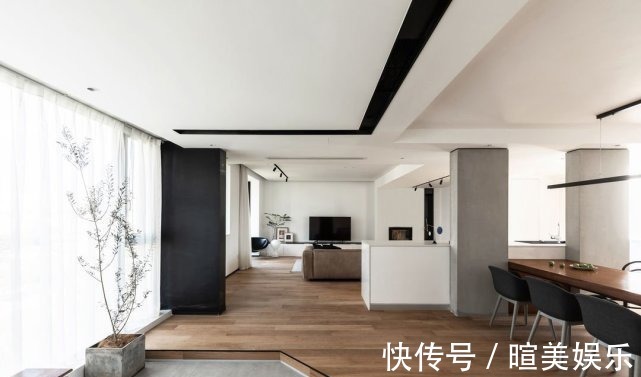 山景|164平极简主义四居室,开放式设计山景融景很有开阔感