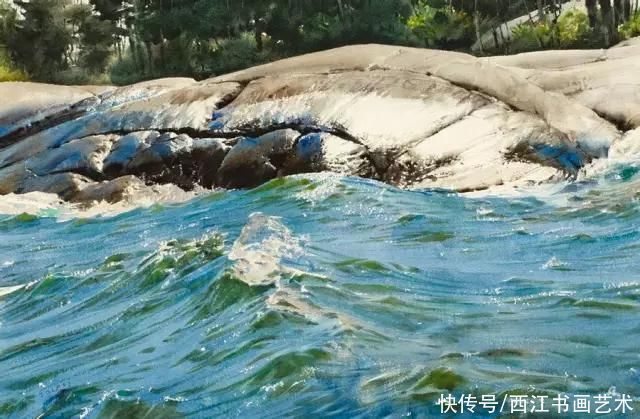 克拉科夫$这位瑞典水彩画家把海边的石头质感画得好极了