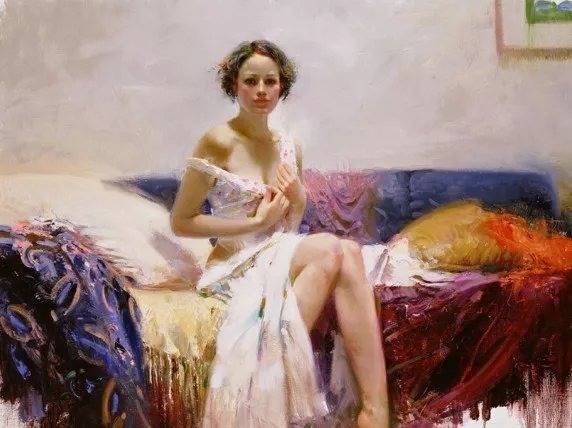 人物#皮诺德埃尼的油画人物，色彩斑斓，动静结合，光彩照人